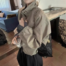 美式复古外套女秋季2025新款立领冲锋衣休闲夹克小个子棒球服风衣