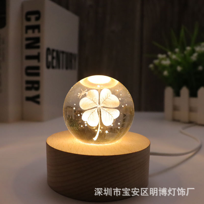 Crystal ball 3d night light practical advanced sense led night light creative desktop decorative small table lamp Tanabata gift