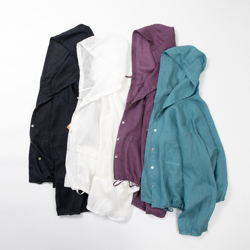 23012 Tencel Ramie Long-Sleeved Short Hoodie 23012 Tencel Ramie Long-Sleeved Short Hoodie