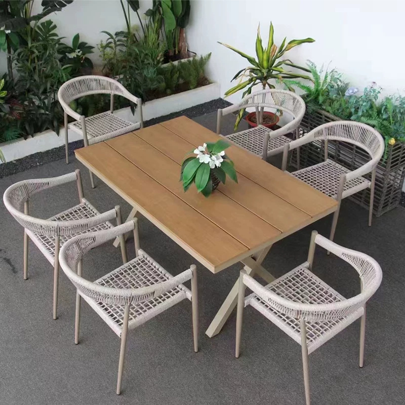 Mesa y silla al aire libre patio villa ocio balcón al aire libre silla de caña red impermeable protección solar jardín combinación de mesa y silla al aire libre