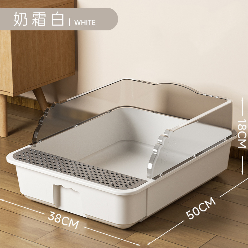 Gran caja de arena para gatos con salpicaduras exteriores semicerradas, cerca elevada, inodoro para gatos desmontable, fábrica de ollas para heces para gatos abiertas al por mayor