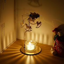 走马灯旋转烛台香薰蜡烛杯托台烛光晚餐浪漫氛围感道具圣诞节礼物