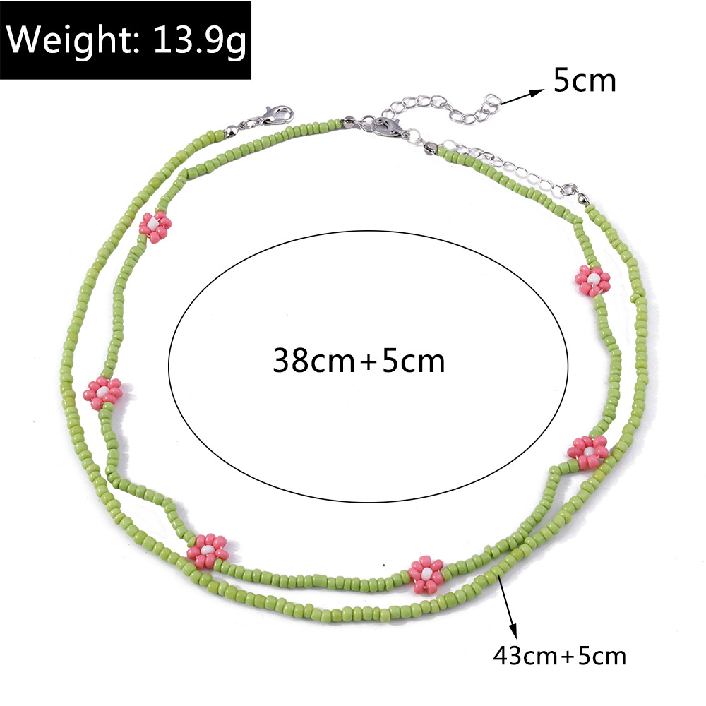 10g Weight Necklace Classification Seed Bead Chain Material Beaded Chain Chain Type 1 Piece, 1 Set Quantity Casual, Holiday, Street Occasion Resin Material Flower Pattern All Seasons Season Women's Gender Beaded Design Elegant, Lady Style Elegant Lady Flower Resin Beaded Chain Beaded Necklaces Wholesale 7