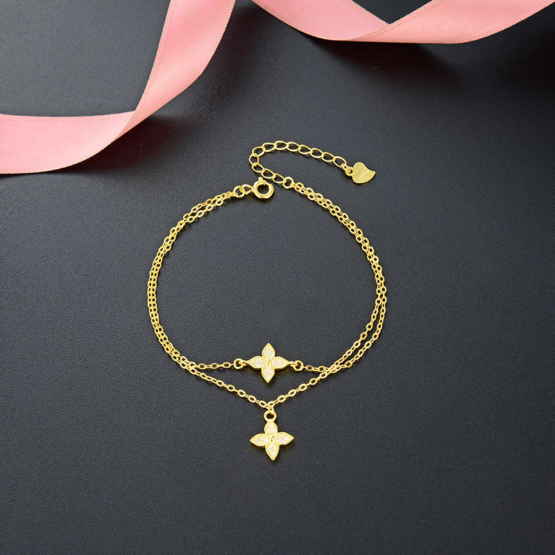 Accesorios de mujer fresca joyería japonesa y coreana s925 plata circón joyería transfronteriza pulsera de flores al por mayor