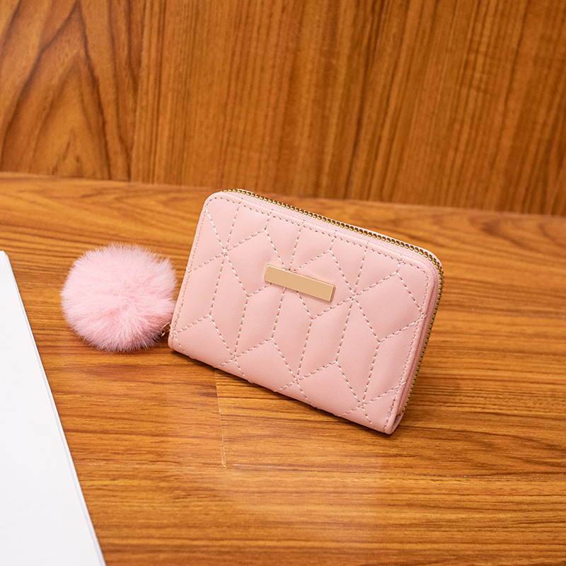 2023 nueva mujer billetera corta multi-tarjeta coreana bolsa de mano con cremallera bolsas de peluche de diamante cambio bolsa de mujer al por mayor