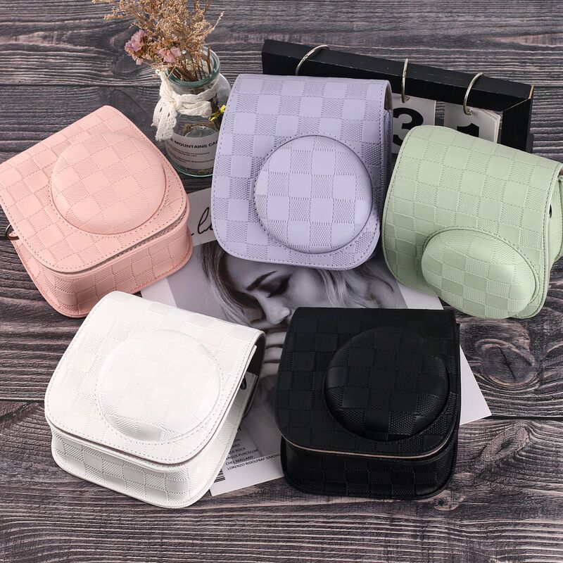 Polaroid Universal Camera Bag Suitable for Mini8/9/11/12, Square Patterned Camera Bag, Solid Color Crossbody Bag, Pu Material Polaroid Universal Camera Bag Suitable for Mini8/9/11/12, Square Patterned Camera Bag, Solid Color Crossbody Bag, Pu Material