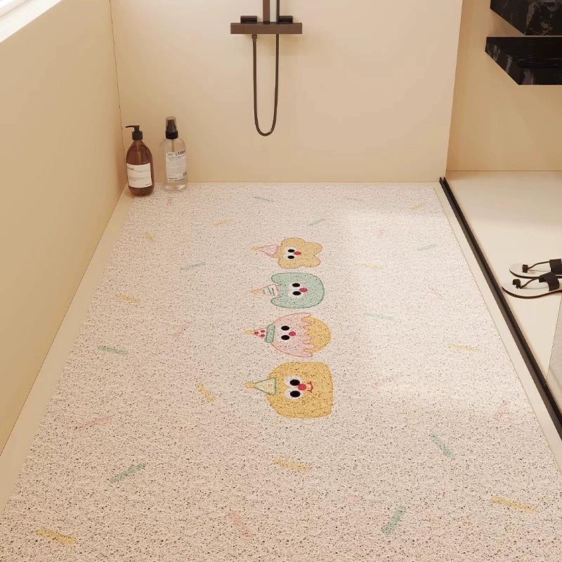 Cartoon full shop hollow silk circle floor mat bathroom anti-slip mat can be cut toilet waterproof foot mat good for door mat