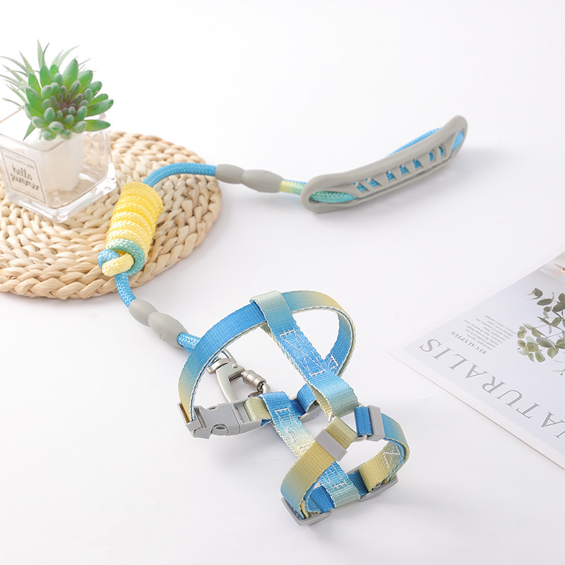 Correa de tracción en forma de I para gatos grandes, correa de tracción redonda con degradado de colores, correa para pasear gatos al aire libre, anti-strangulation, en paquete.