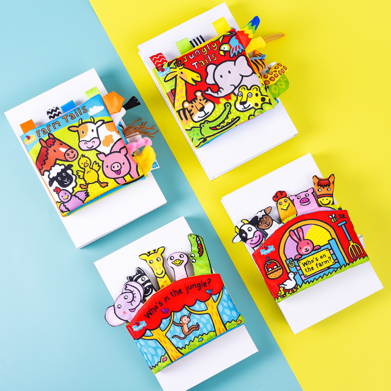 LakaRose libro de tela de cola de bebé de papel de anillo tridimensional a prueba de lágrimas de la enseñanza temprana recién nacido juguetes de bebé 0-1 años de edad