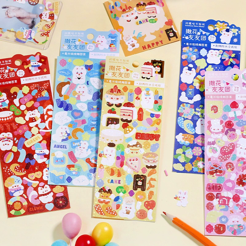 Любимый фильм Супер синтетической бумаги наклейка "Sat Flower Friends Group" милый и забавный пузырь на счёт DIY коллаж