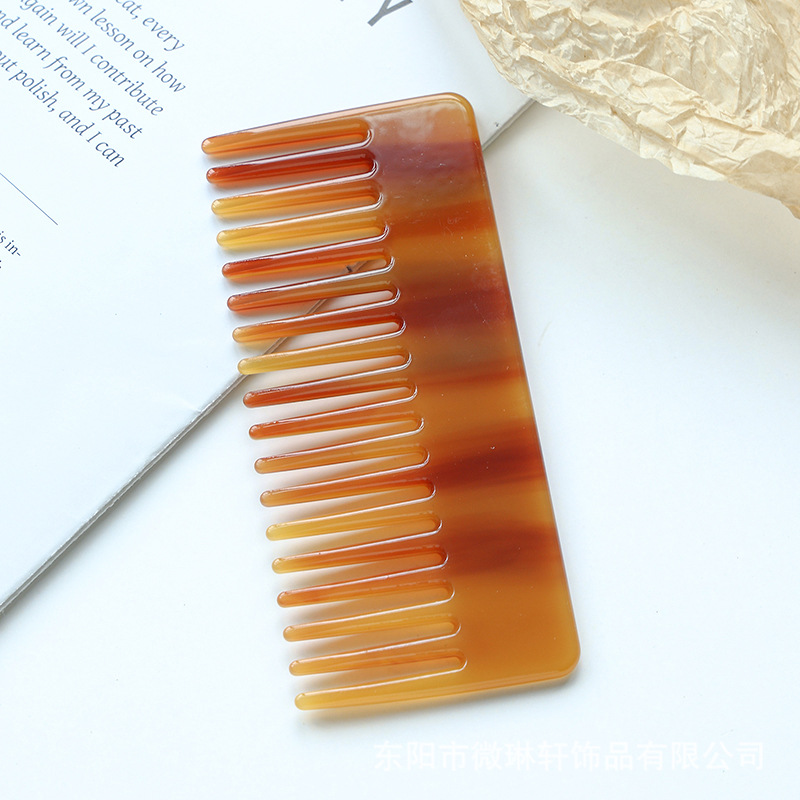 아세테이트 스퀘어 빗 11.7cm 앰버 스트라이프