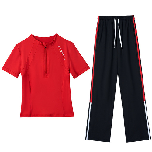 Women's  Summer Square Dance Suit Set Slimming Half Zip Short Sleeve Ghost Step Dance Sport Fitness Running Clothes