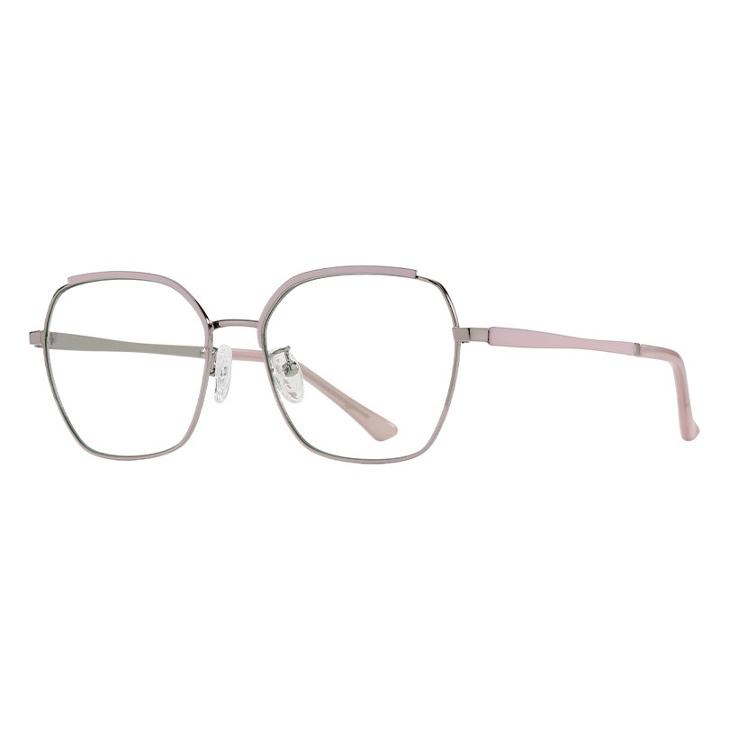 Nuevas gafas europeas y americanas marco de las mujeres de moda de dos colores de metal gafas lisas JS8636 miopía anti-azul gafas de luz
