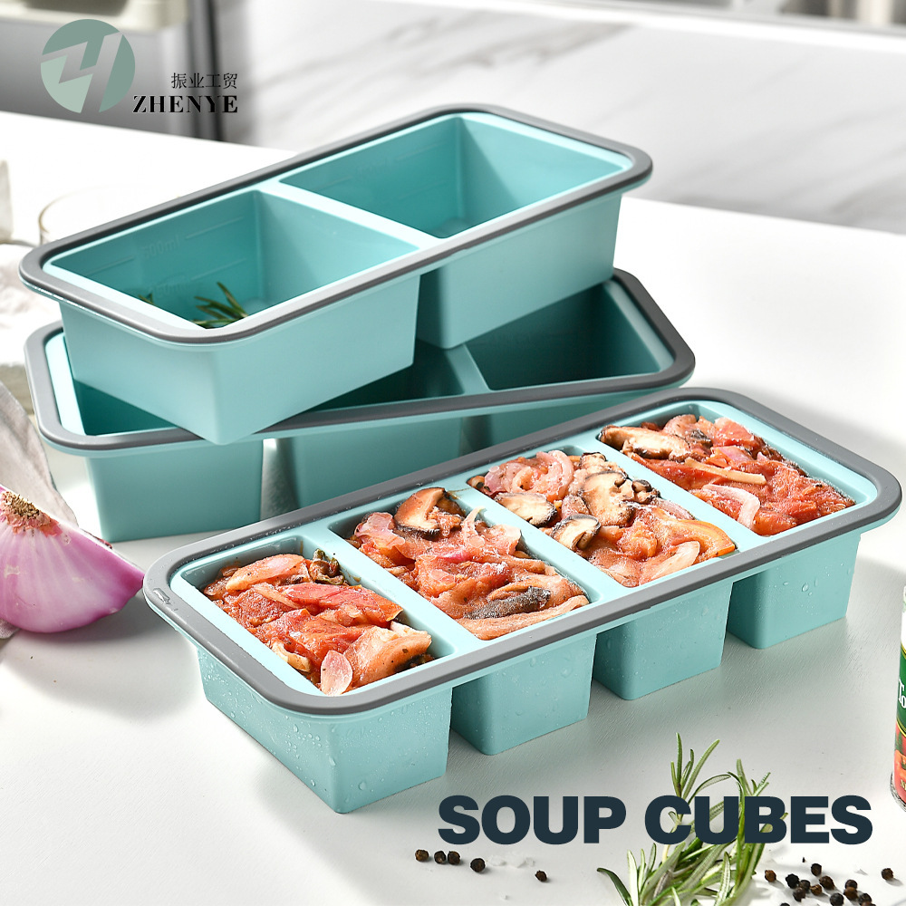 Cross-Border Hot-Selling Silicone Compartmented Lunch Box Food Freezer Box Storage Box Fresh-Keeping Lunch Box with Lid Food Storage Mold