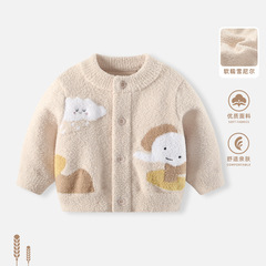 赤ちゃんのシェニールのセーター秋冬の男の子はニットの赤ちゃんのコートの服を厚くします。