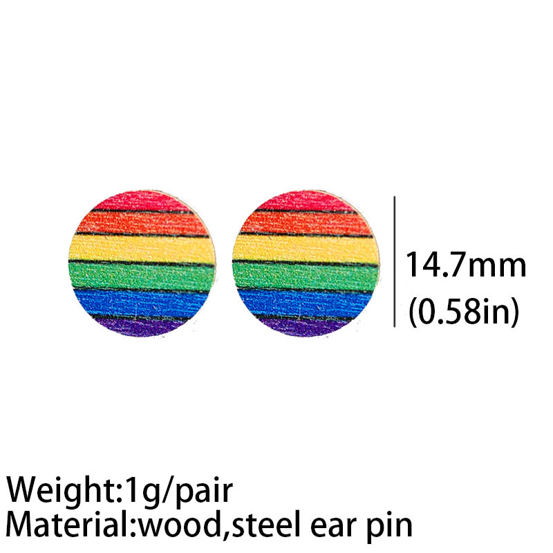 Fashion Rainbow Wood Handmade Women's Ear Studs 1 Pair display picture 1