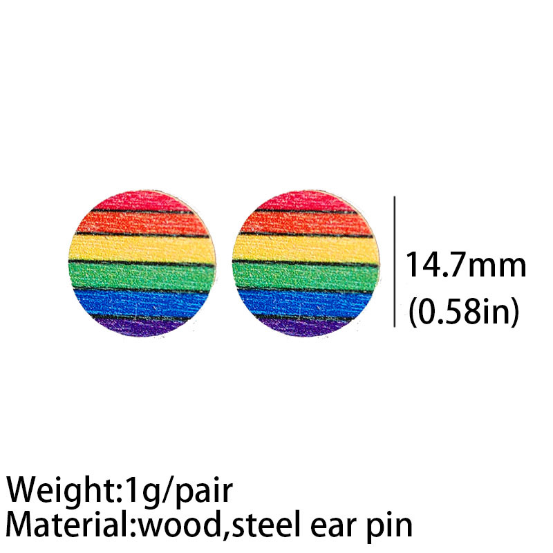 Fashion Rainbow Wood Handmade Womenu0027S Ear Studs 1 Pair