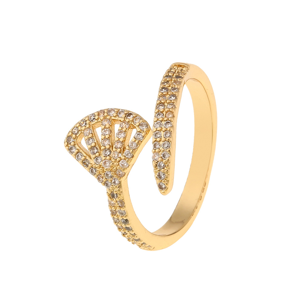 Fashion New Style Copper Drip Oil Zircon Open Mermaid Tail Ring display picture 8