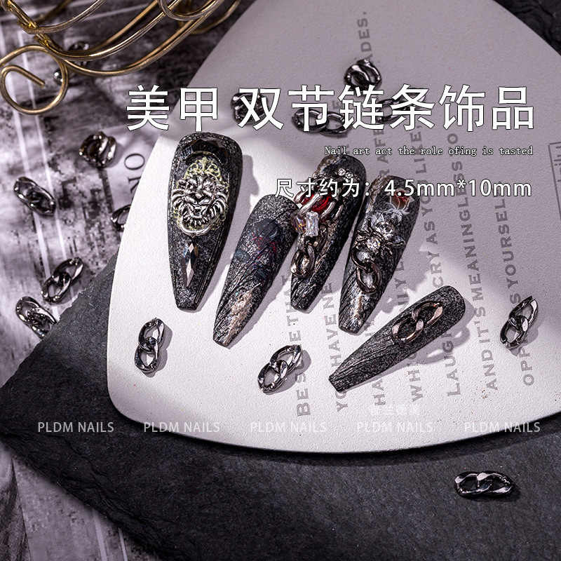 Japanese Nail Art Jewelry Vintage Double Chain Simple Punk Style Internet Celebrity Diamond New Nail Decoration Accessories