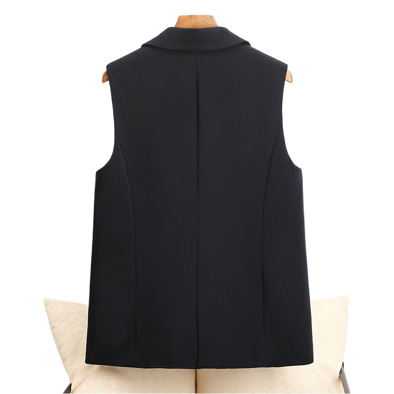 Primavera y otoño 2025 nuevo chaleco de traje de mujer de longitud media temperamento coreano cuello de traje chaleco de chaleco negro chaleco image 1