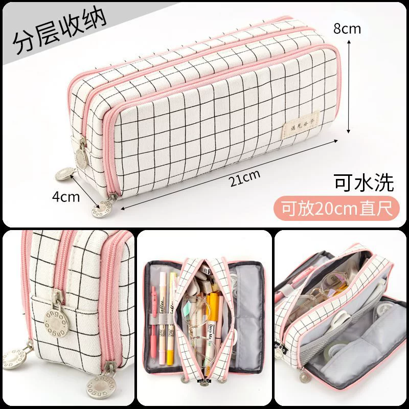 Capacious multilayer Japanese pencil case for students, for secondary school