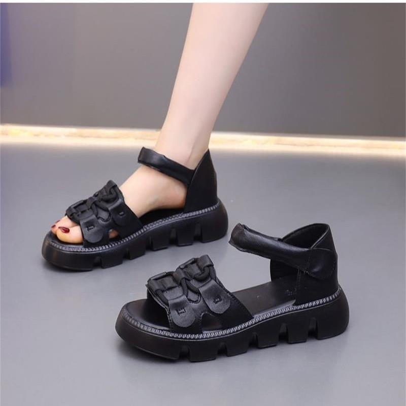 Moda de verano nuevo velcro sandalias de mujer zapatos de playa casuales antideslizantes zapatos de muffin cómodos zapatos romanos