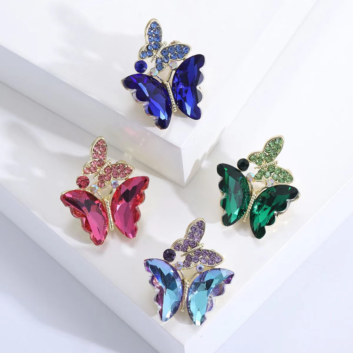 Double Butterfly Brooch For Women Elegant Crystal Accessory_voghion.com