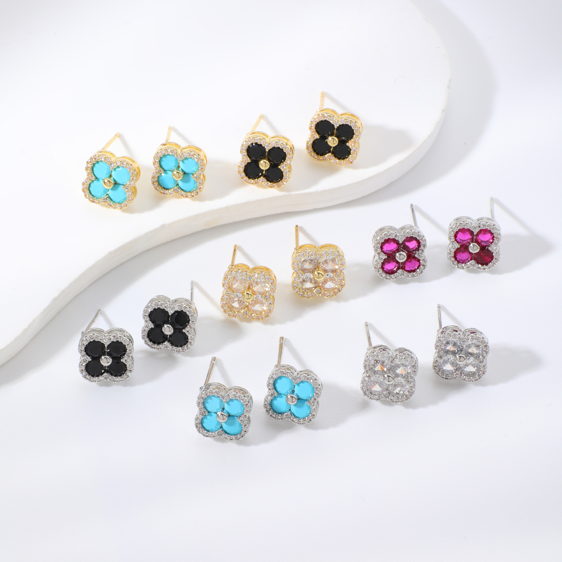 Moxi Cross-Border Elegant Clover Flower Shape Fashion Earrings Earrings Valentine's Day Birthday Gift Earrings