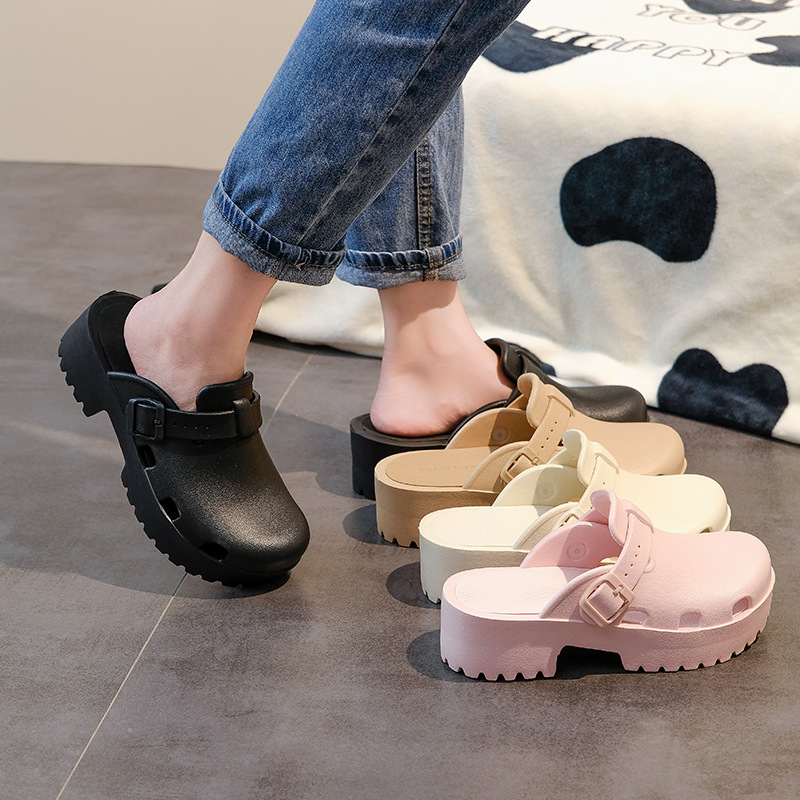 Nuove ciabatte punta da donna, suola spessa, EVA maggiorata, gomma e plastica ad alta elasticità, antiscivolo, antiodore, silenziose ciabatte alte 6 cm_voghion.com