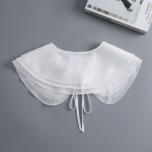 Soft gauze lace small shawl women's cape summer white multi-functional sun protection with skirt bow tie fake collar