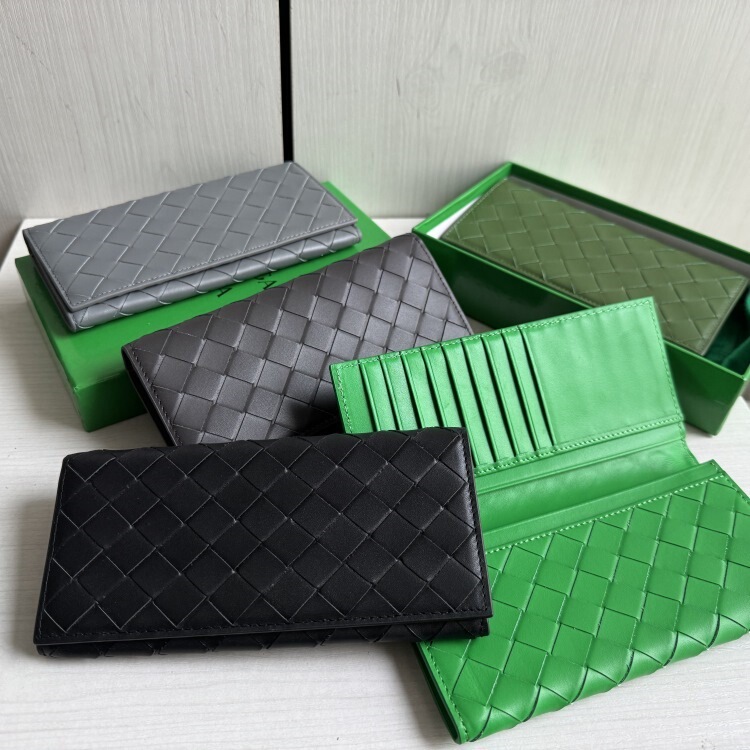 Woven Cowhide Long Wallet Men's and Women's Leather Large Woven Card Bag Folding Wallet Long Clip 2 Folding Long Bag Woven Cowhide Long Wallet Men's and Women's Leather Large Woven Card Bag Folding Wallet Long Clip 2 Folding Long Bag