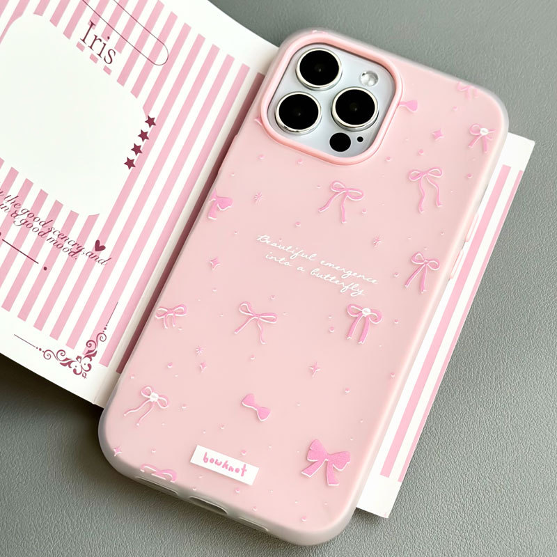 40g Weight iPhone Applicable Brands Phone Cases Classification tpu Material Bow Knot Pattern Sweet, Simple Style Style Tpu Bow Knot Sweet Simple Style Phone Cases Phone Accessories 4