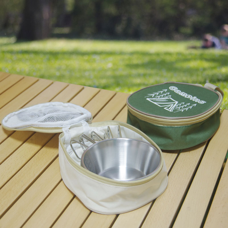 Outdoor snow pull bowl 304 stainless steel folding bowl camping kitchenware camping tableware folding handle bowl portable