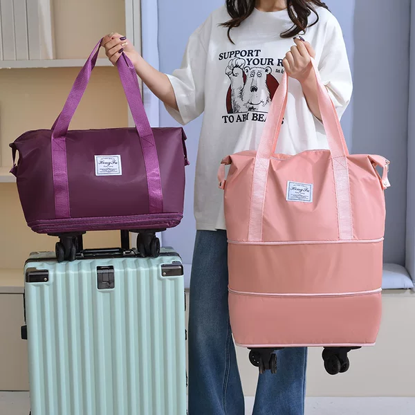 Travel Bag Large Capacity Universal Wheel Student Business Travel Storage Bag Waterproof Dry and Wet Separation Expandable Luggage Bag