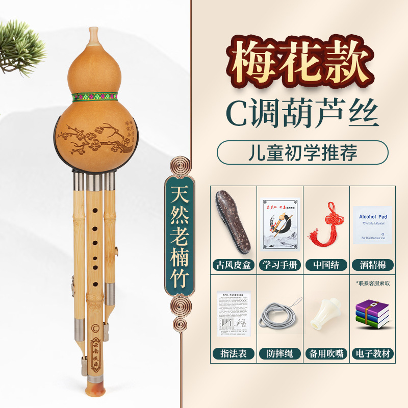 现货紫竹葫芦丝小学生专用c调降b调楠竹初学者儿童成人演奏型乐器|undefined