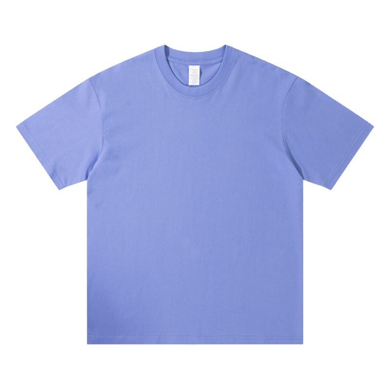 Verano 230g Camiseta de manga corta de algodón pesado Camiseta de fondo de color sólido suelto de cuello redondo para hombre Camiseta de marca de moda tablero de luz al por mayor