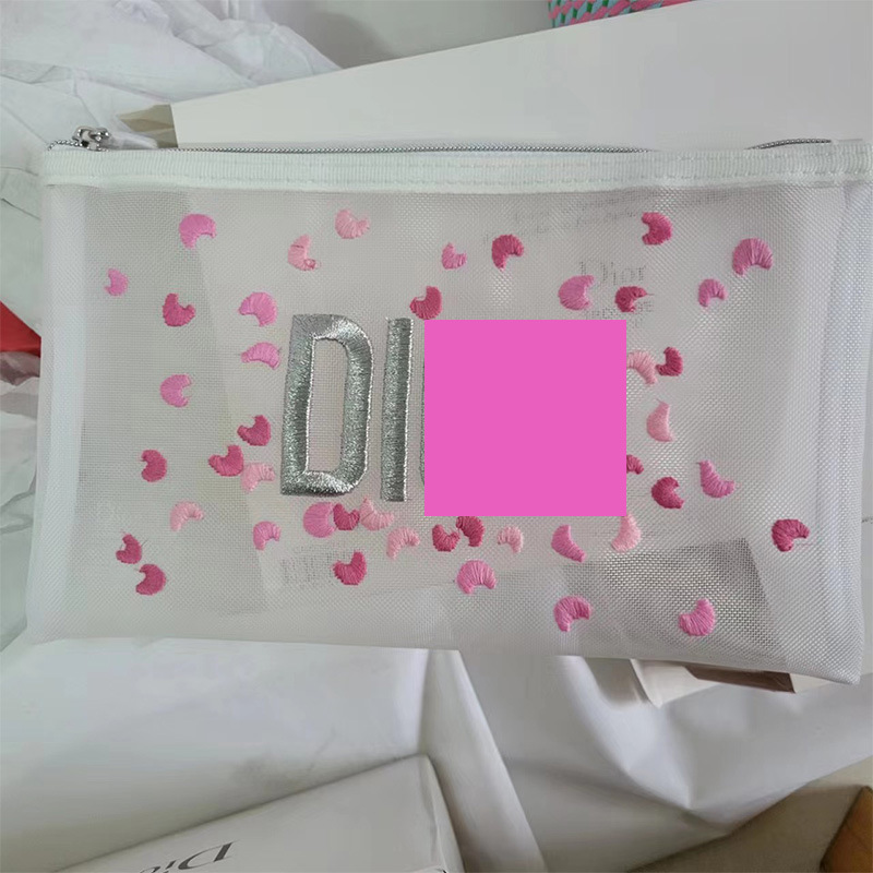 do迪家化妆包专柜赠品收纳包网纱手拿包刺绣旅行洗漱包化妆包