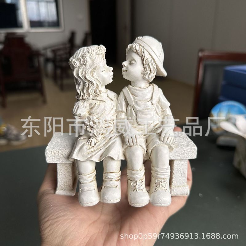 国境を越えた新しい少年少女青少年子供アート中庭樹脂装飾品動悸装飾像風景フィギュア|undefined