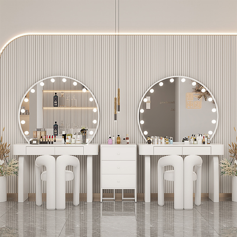 Cream Style Photo Studio Professional Makeup Table with Lights Beauty Salon Studio Makeup Table Wedding Dress Shop Dress Hall Dressing Table