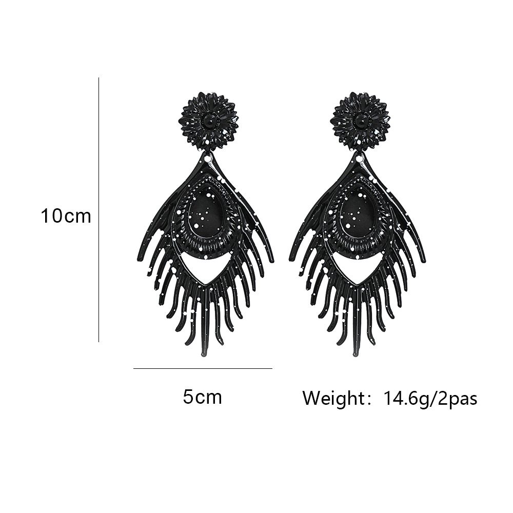 Paint Geometric Flower Feather Pendant Earrings Wholesale Nihaojewelry display picture 1