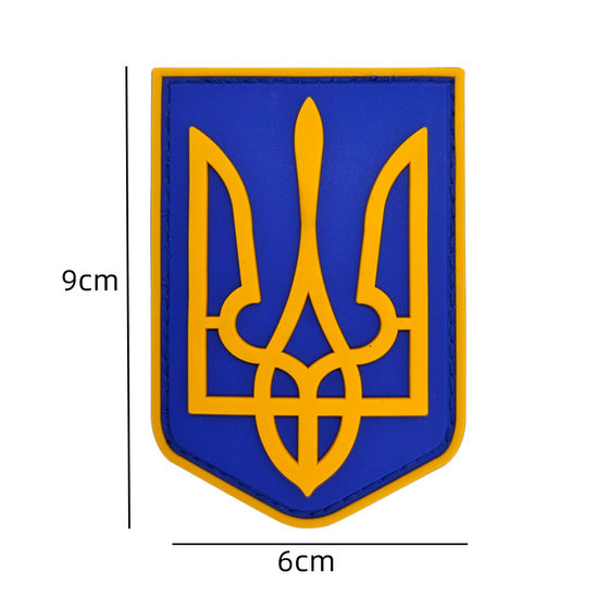 Cross Border Ukraine Gold Trident Blue Yellow Flag Embroidered Velcro Badge Backpack Cloth Sticker PVC Rubber Badge