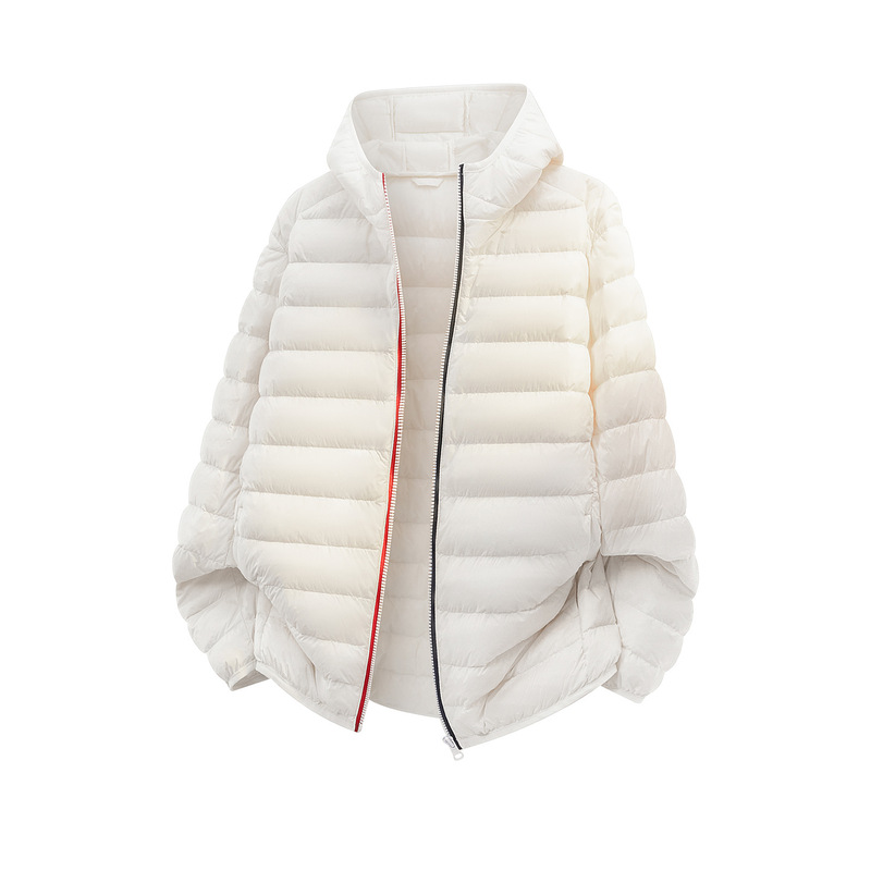 Acu Men's Clothing | Lightweight Ribbed Hooded down Jacket 2026 Winter Loose 80% down Light Luxury Jacket Coat