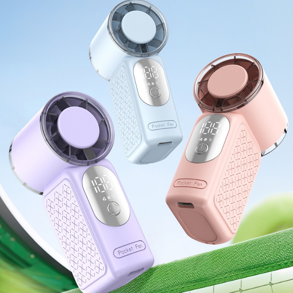 Nuevo comercio exterior T240 ventilador de bolsillo de alta velocidad USB pantalla digital inteligente de cien marchas color caramelo pequeño ventilador de turbina portátil