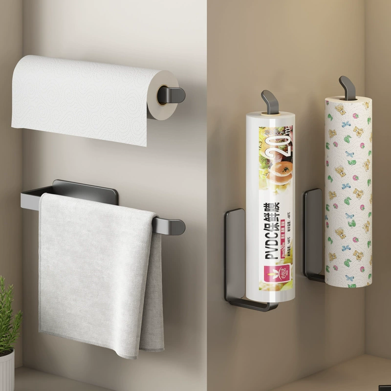 Кухонная полка для салфеток с настенным держателем из пластика, холодильник, магнитный зажим, крючки, хранение пленочной упаковки