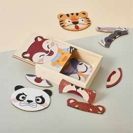 儿童小熊换衣服配对宝宝益智早教立体拼图积木启蒙亲子木制玩具