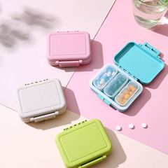 New portable mini 3-grid divided small pill box with airtight multifunction wheat straw pill box storage box