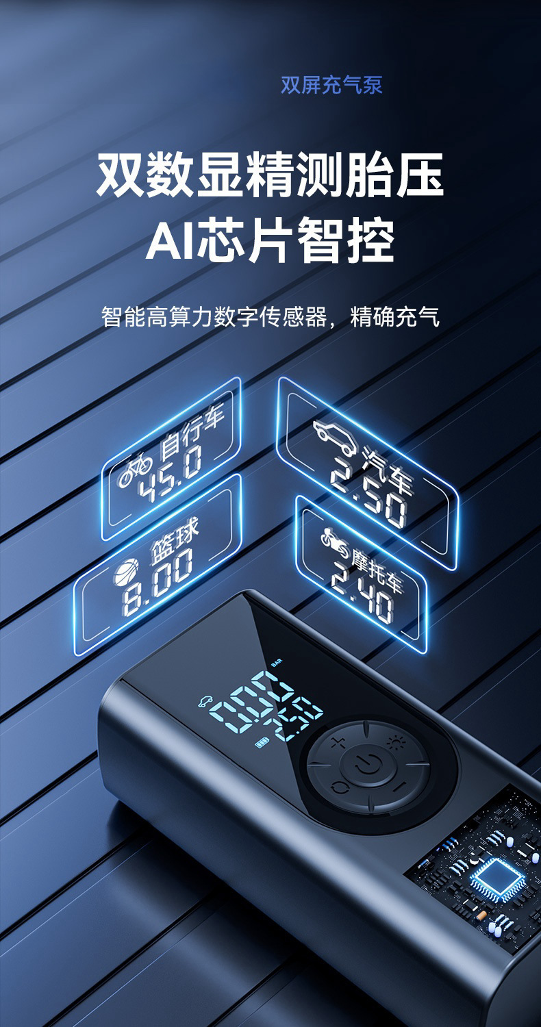 The New Car-Mounted Air Pump Is Exclusively Available for Cross-Border Use and Is Designed for Electric Vehicle Tires. It Is a Wireless Smart Dual-Screen Air Pump That Provides Rapid Inflation