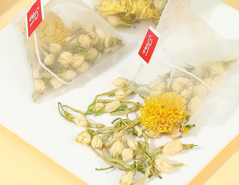 Three Flower Tea San Hua Cha Herbal Tea Bags 30 Pack Honeysuckle Chrysanthemum Jasmine quality and texture