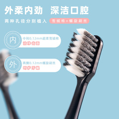 Wholesale Spiral Double Color Soft Hair Toothbrush for Young Calf Adventure, High-Density Adult Black Warrior Independent Crystal Box Packaging