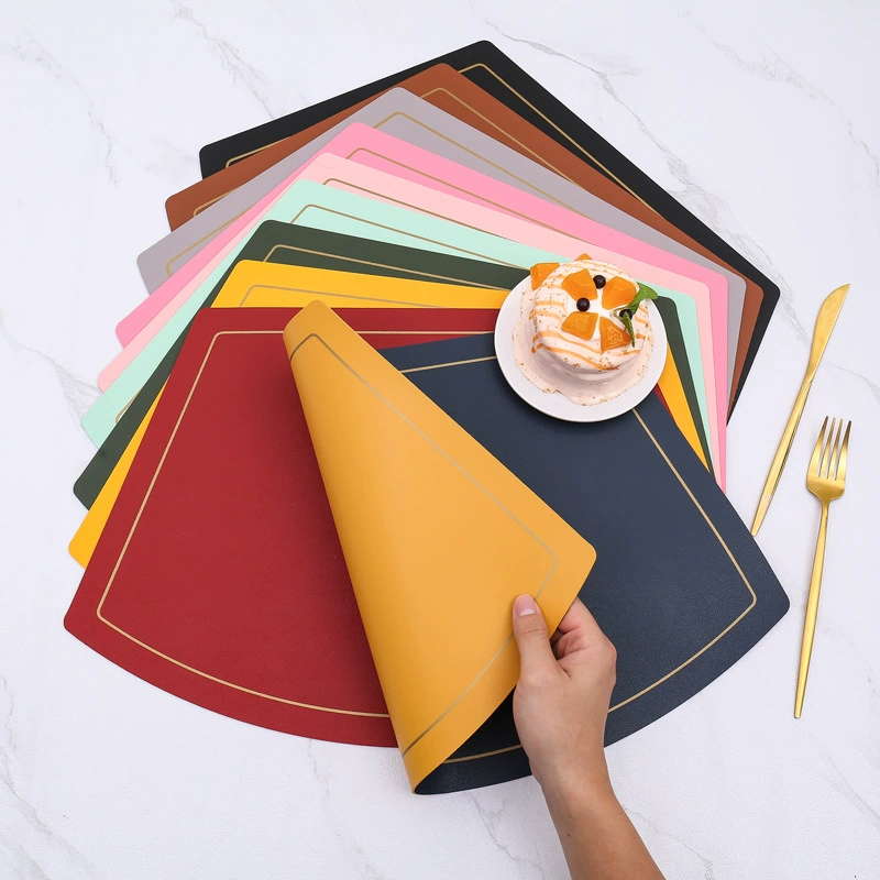 Round table fan-shaped Western food mat waterproof and oil-proof table mat heat insulation mat high temperature resistant coaster bowl plate mat heat insulation and anti-scalding